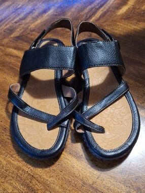 BOC - Black Strappy Sandals with Tan Footbed